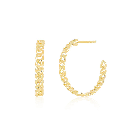 EF Collection Diamond Loop Hoop Ear Jackets 14K Yellow Gold