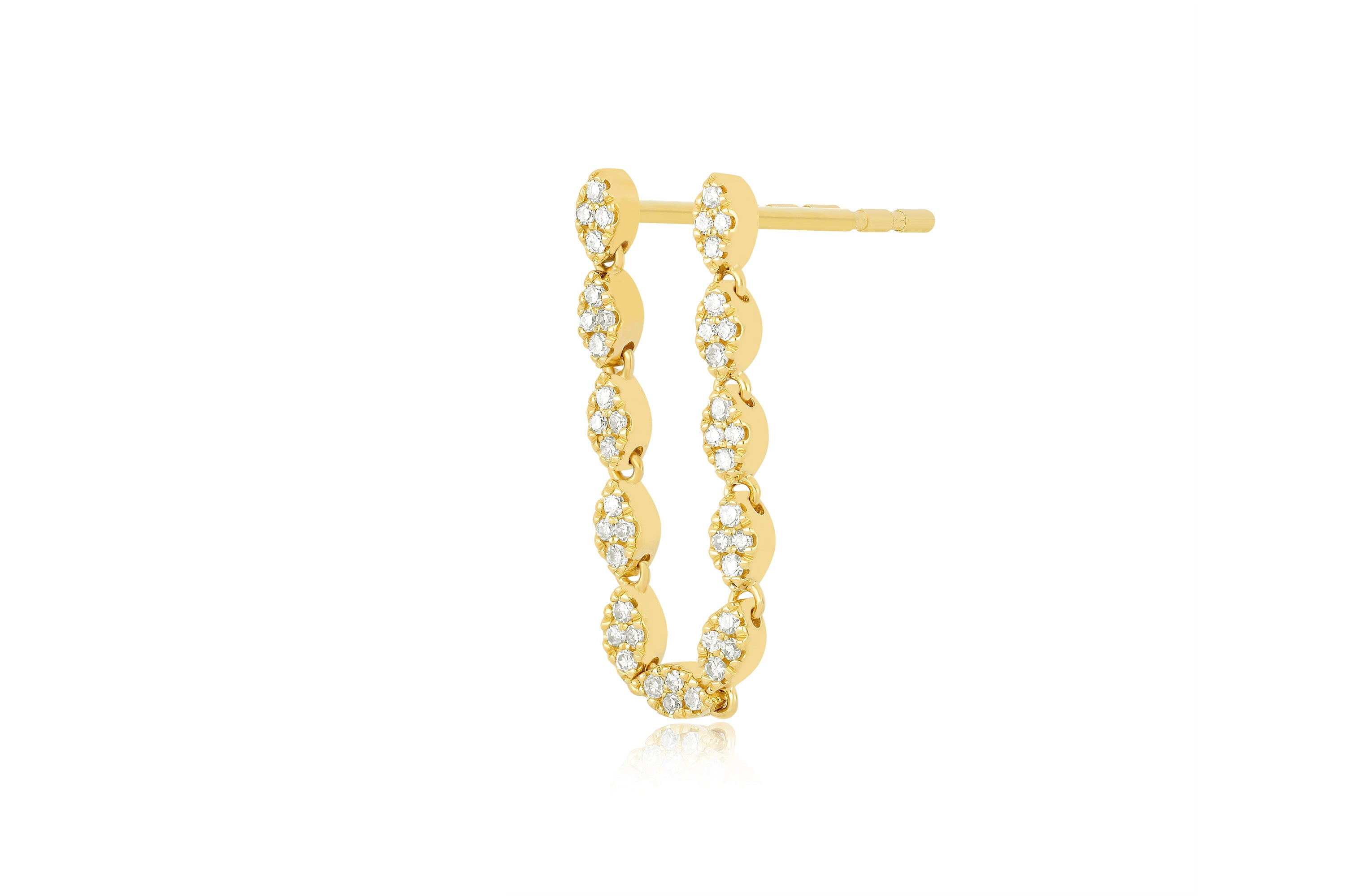 Double Diamonds Yellow Gold Single Stud Earring