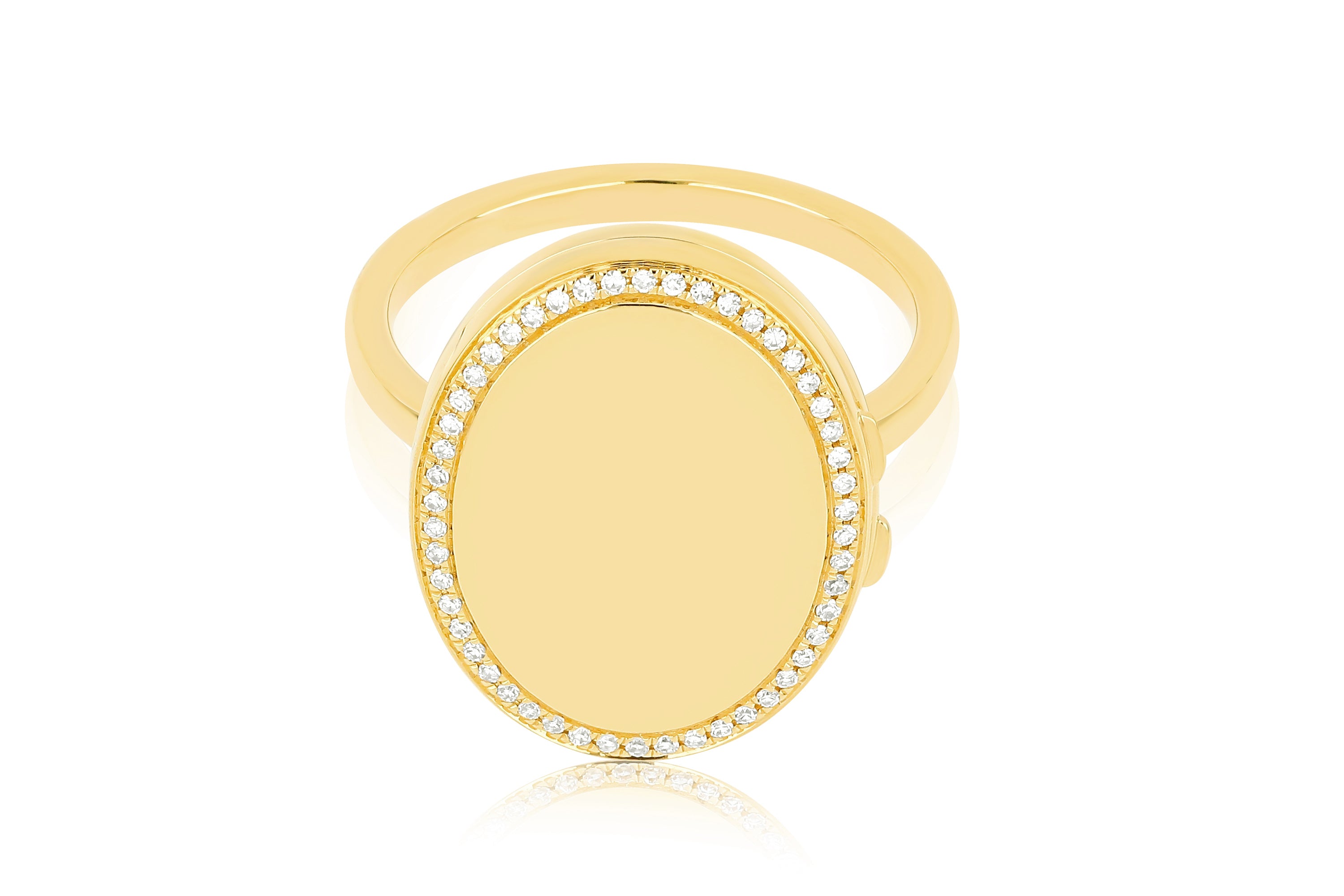 Gold & Diamond Oval Locket Ring - EF Collection product image