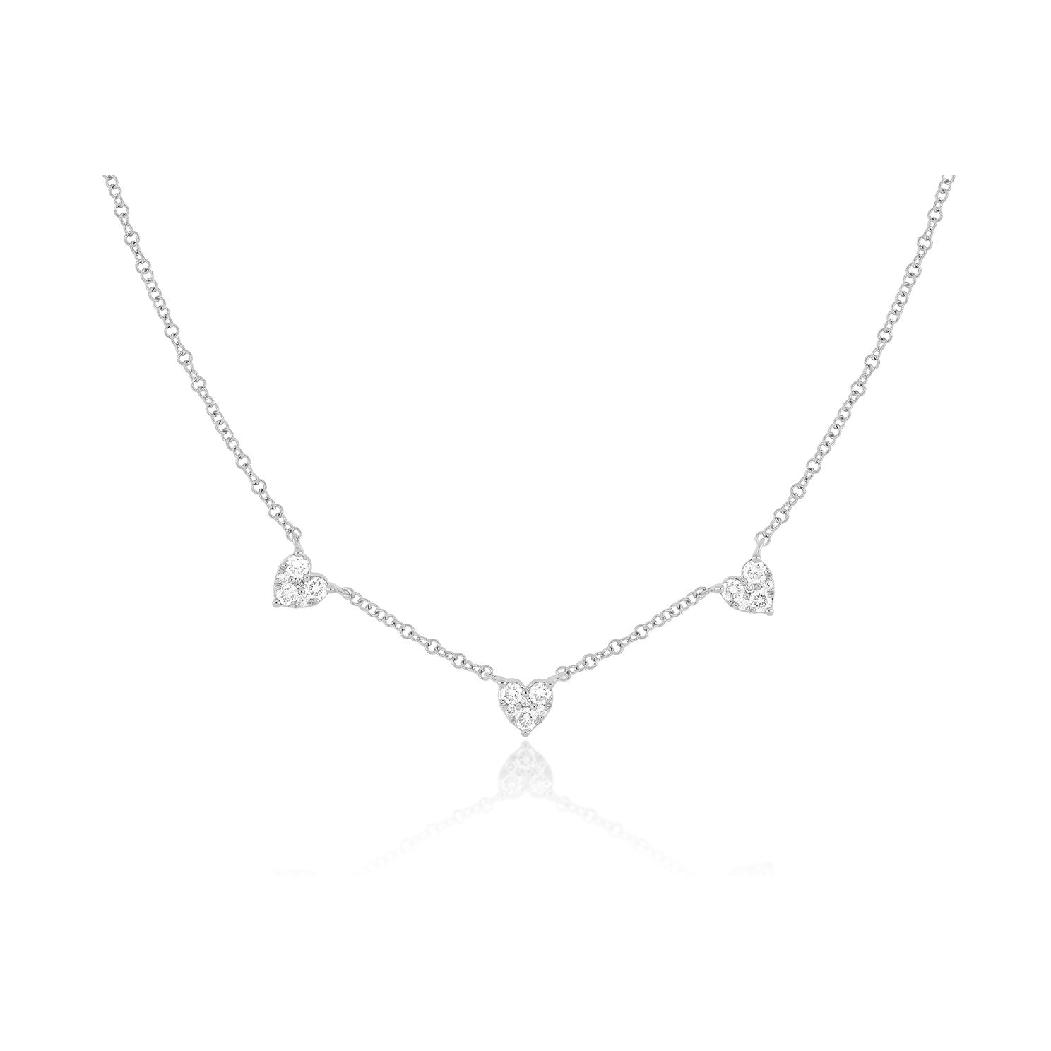 V Shaped Diamond Heart Necklace In 14K White Gold