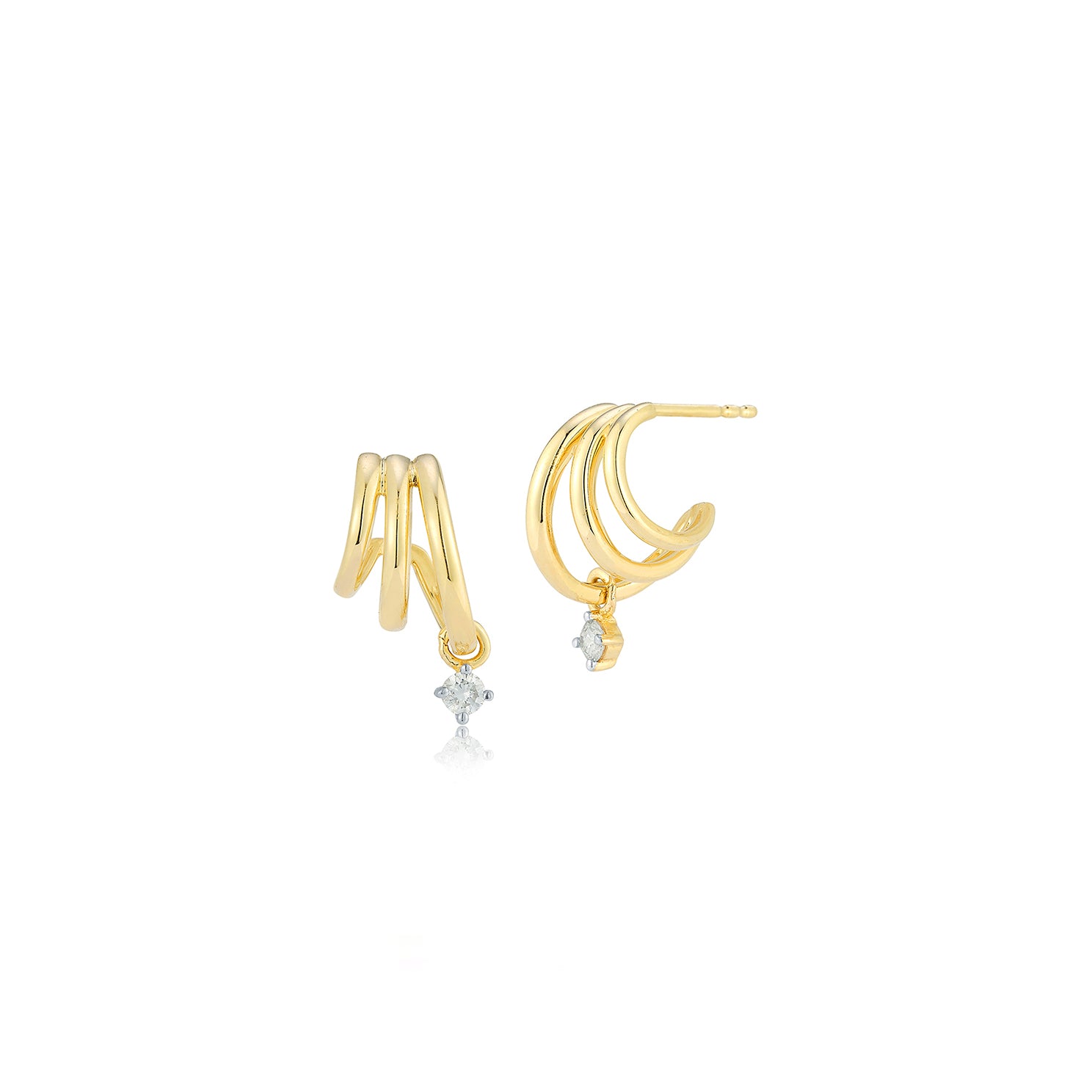 Buy KuberBox 14KT Yellow Gold Diamond Bling J-Shaped Earrings for Women at  Amazon.in