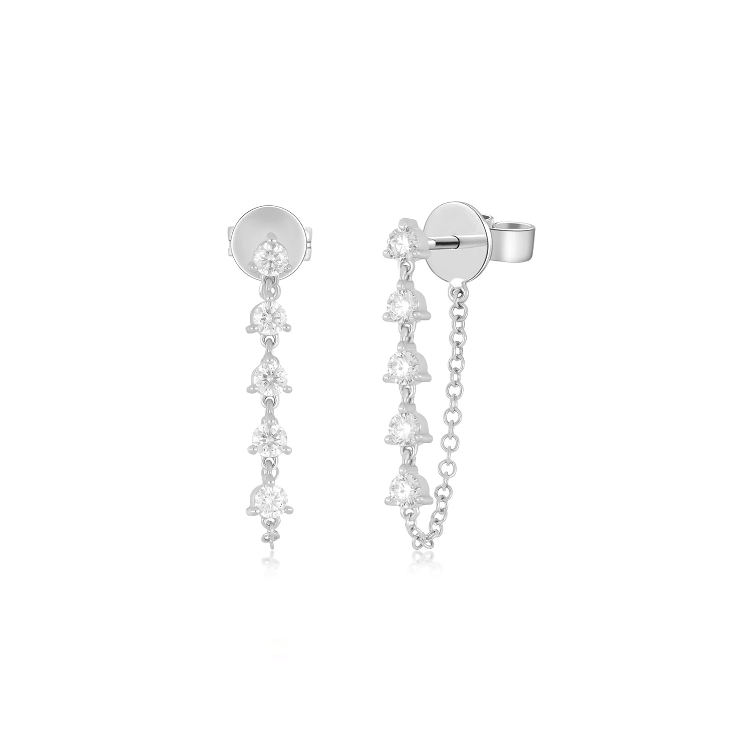 Traditional Diamond and White Gold Single Stone Stud Earrings