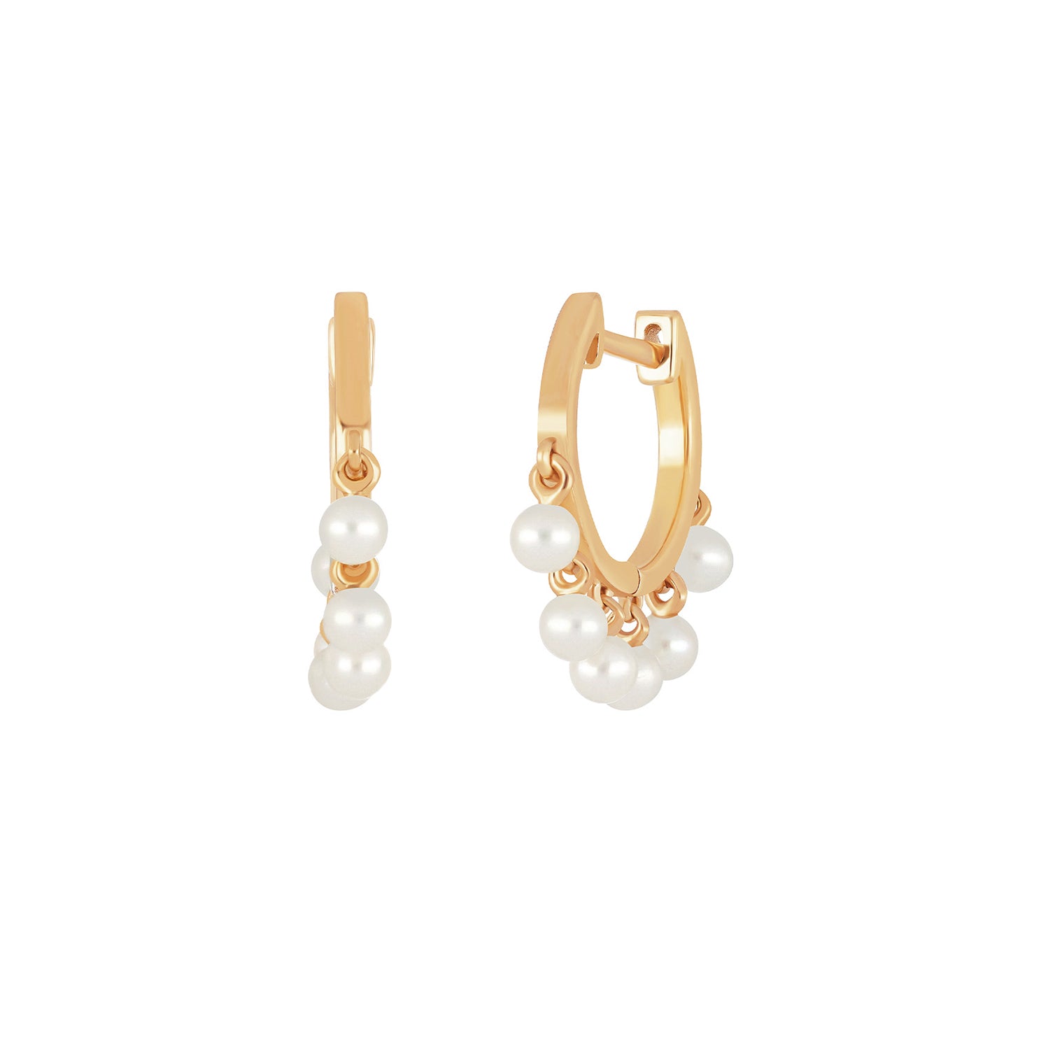 Pearl Shimmy Huggie Earring 14K Rose Gold / Single