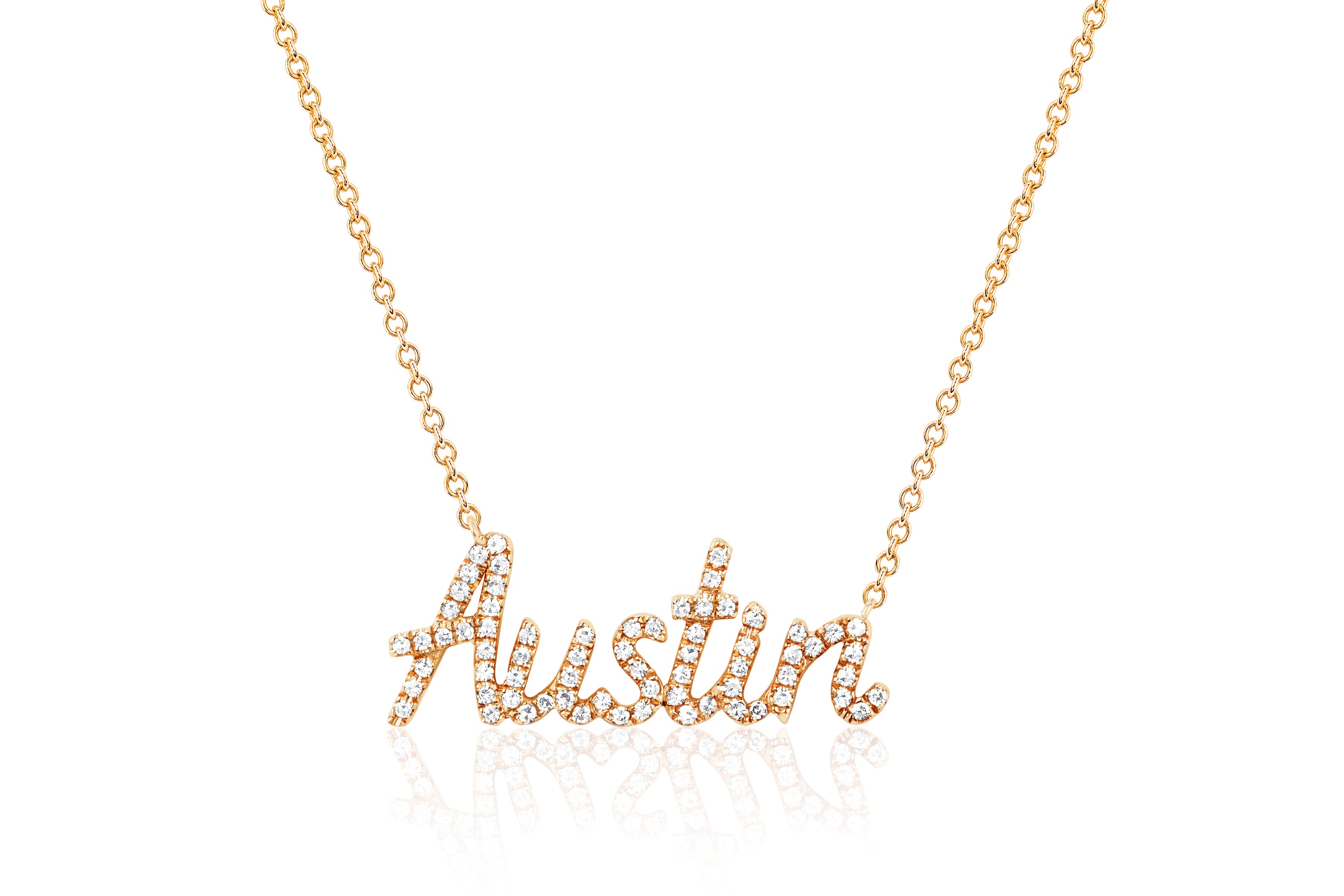 14K Gold Custom Diamond Cursive Name Necklace