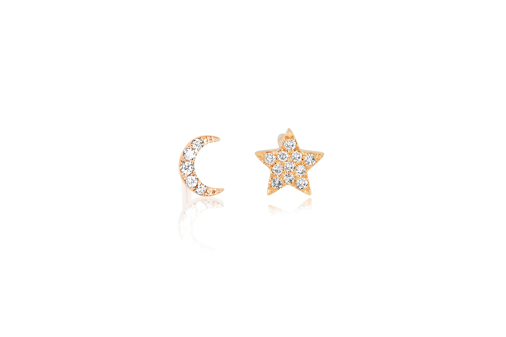 diamond star and moon earrings