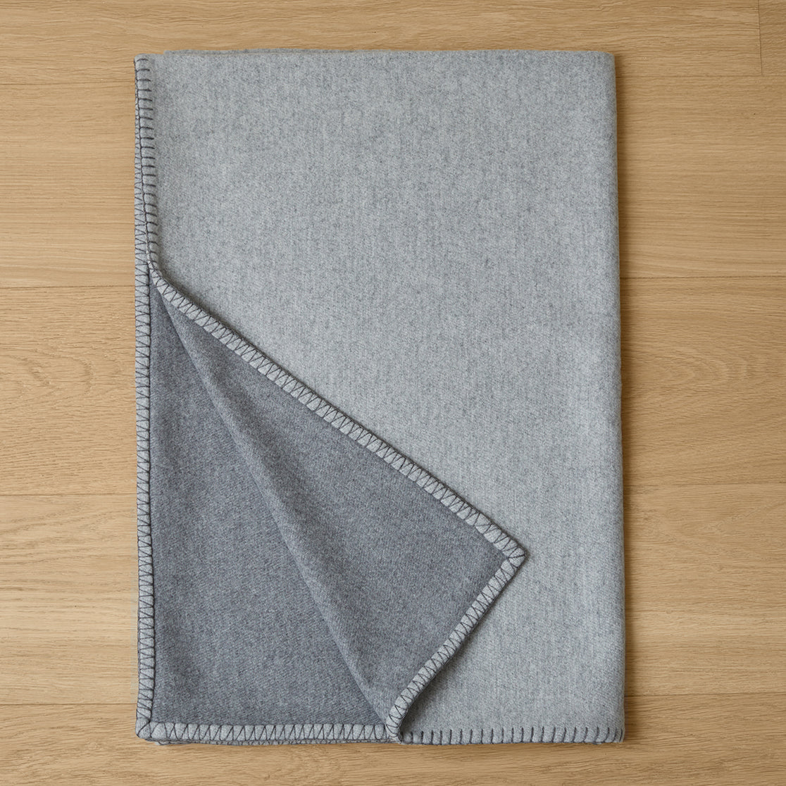 Light Grey & Slate Reversible Stitch Throw Blanket — EF Collection®