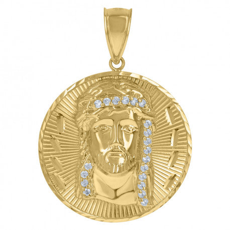 gold circle jesus pendant