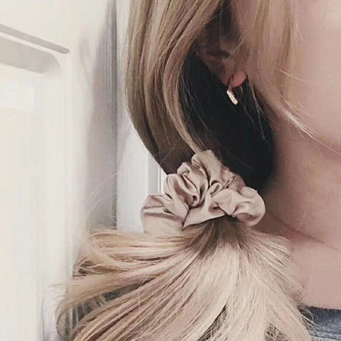 silk hair scrunchie in girl hair