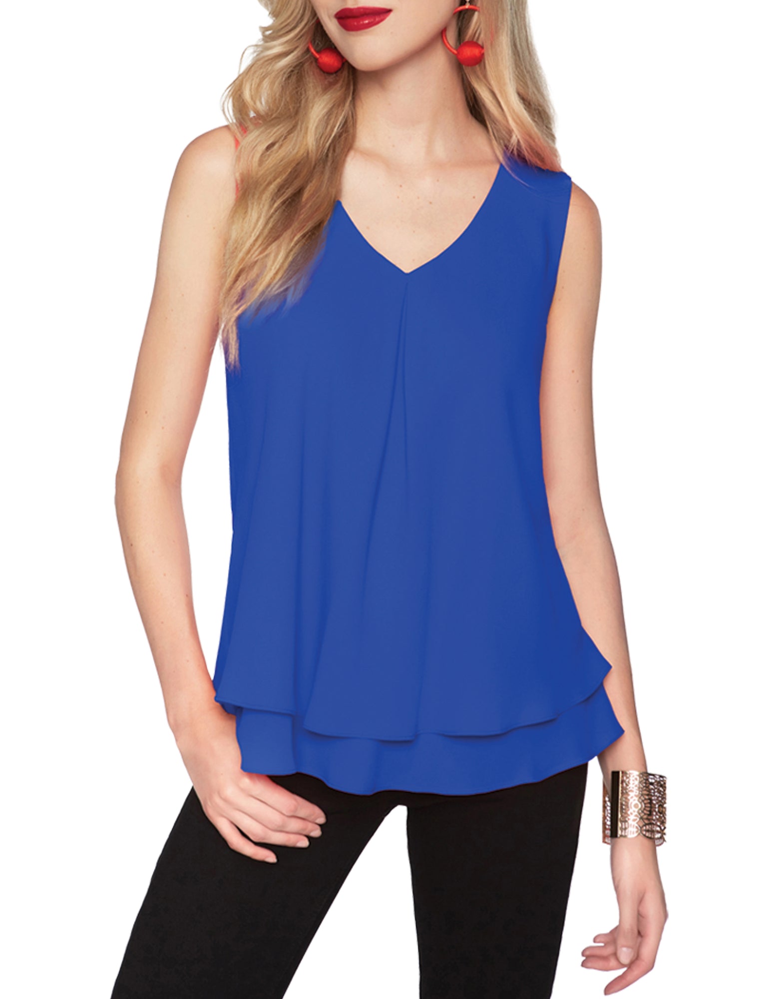 FRANK LYMAN ROYAL BLUE V-NECK TOP 61175 – Silhouette Fashion Boutique