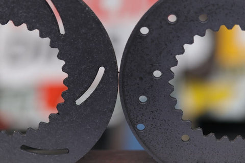RacingDiffs limited-slip differential clutch plates, with a close-up on the durability after 5 years of use in high-performance E30 drift racing