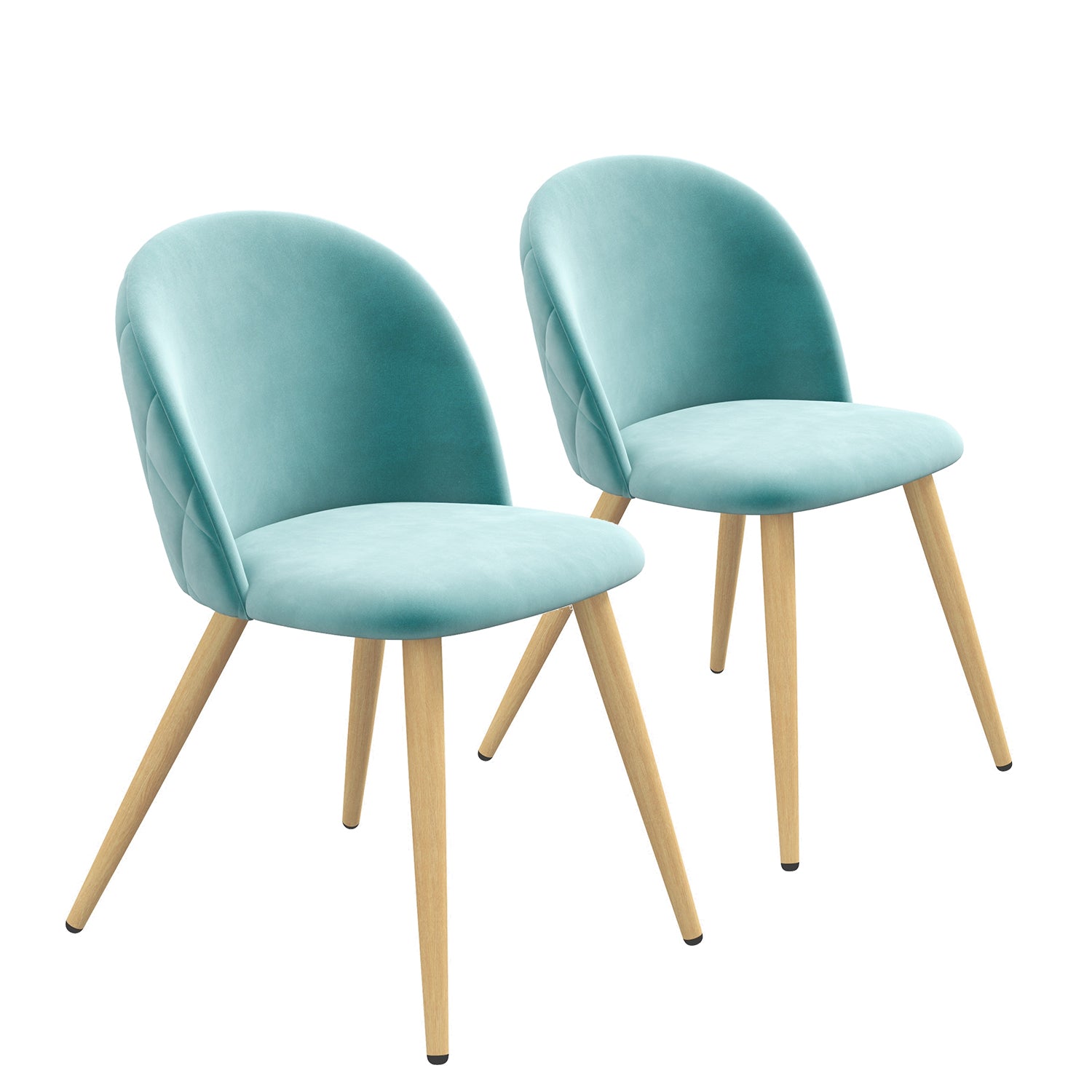 Velvet Green Chair+ Oak Legs (light Color) 2PCS-image-2