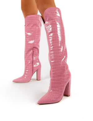 pink croc boots