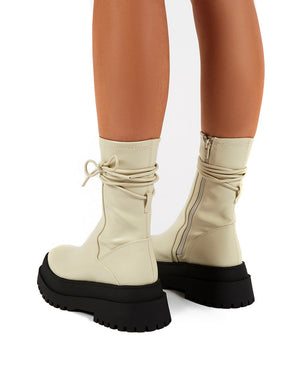 cream wedge boots