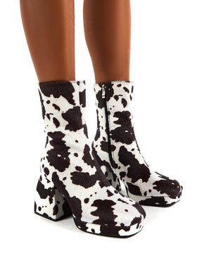 Imagine Cow Print Multi Chunky Heel 