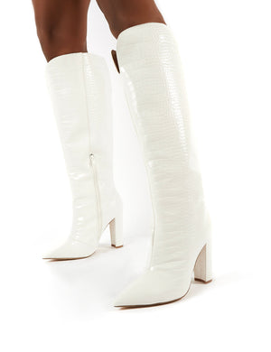 wide fit knee high heeled boots