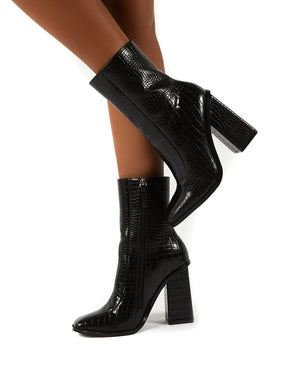 croc heeled ankle boots