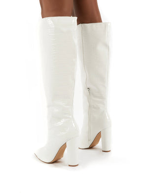 white wide fit boots