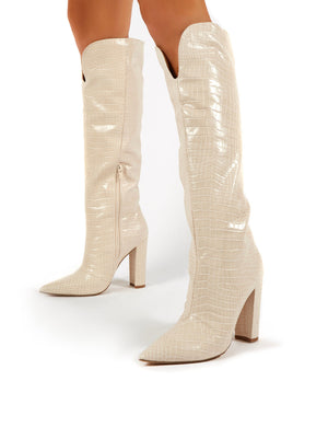 tan long boots with heel