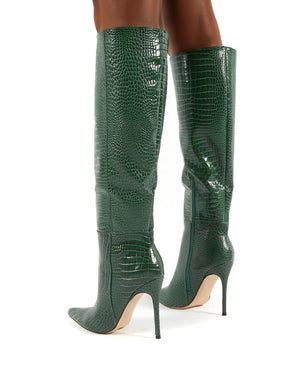 green croc heels