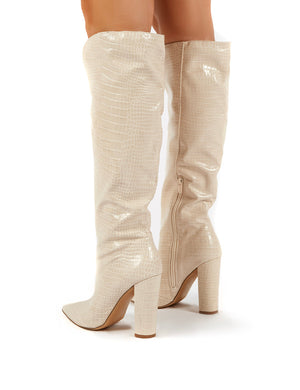 nude block heel boots