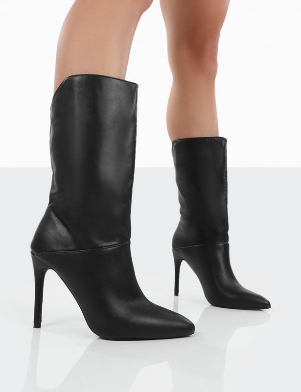 black booties with rubber heel