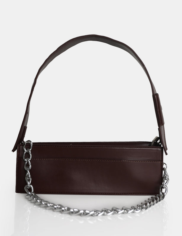 Women's White Croc Chunky Chain Shoulder Bag