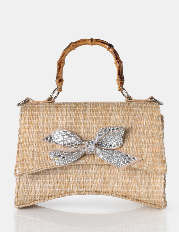 Public Desire The Faya shoulder bag with crystal bow in silver