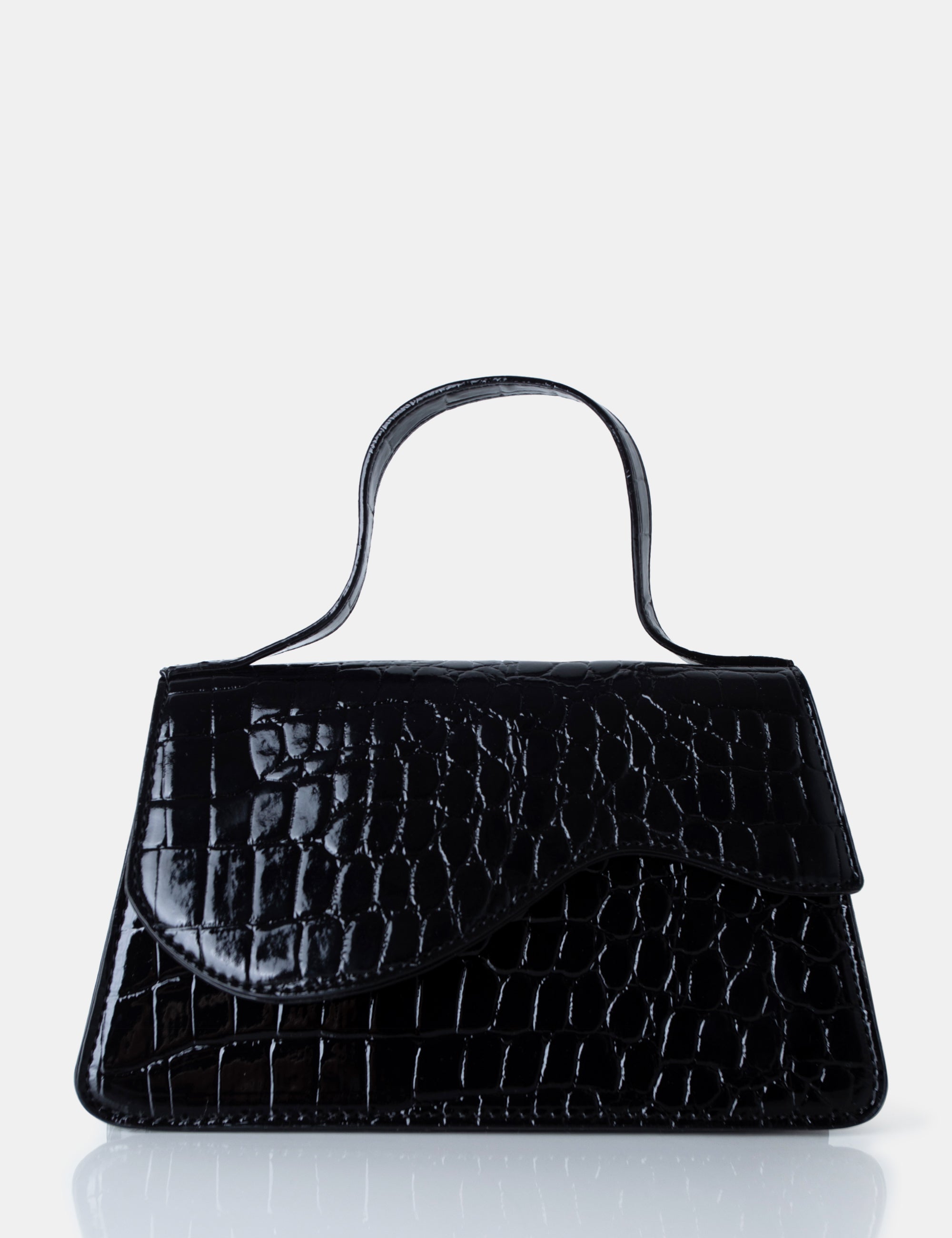 The Polly Black Croc Top Handle Mini Bag product