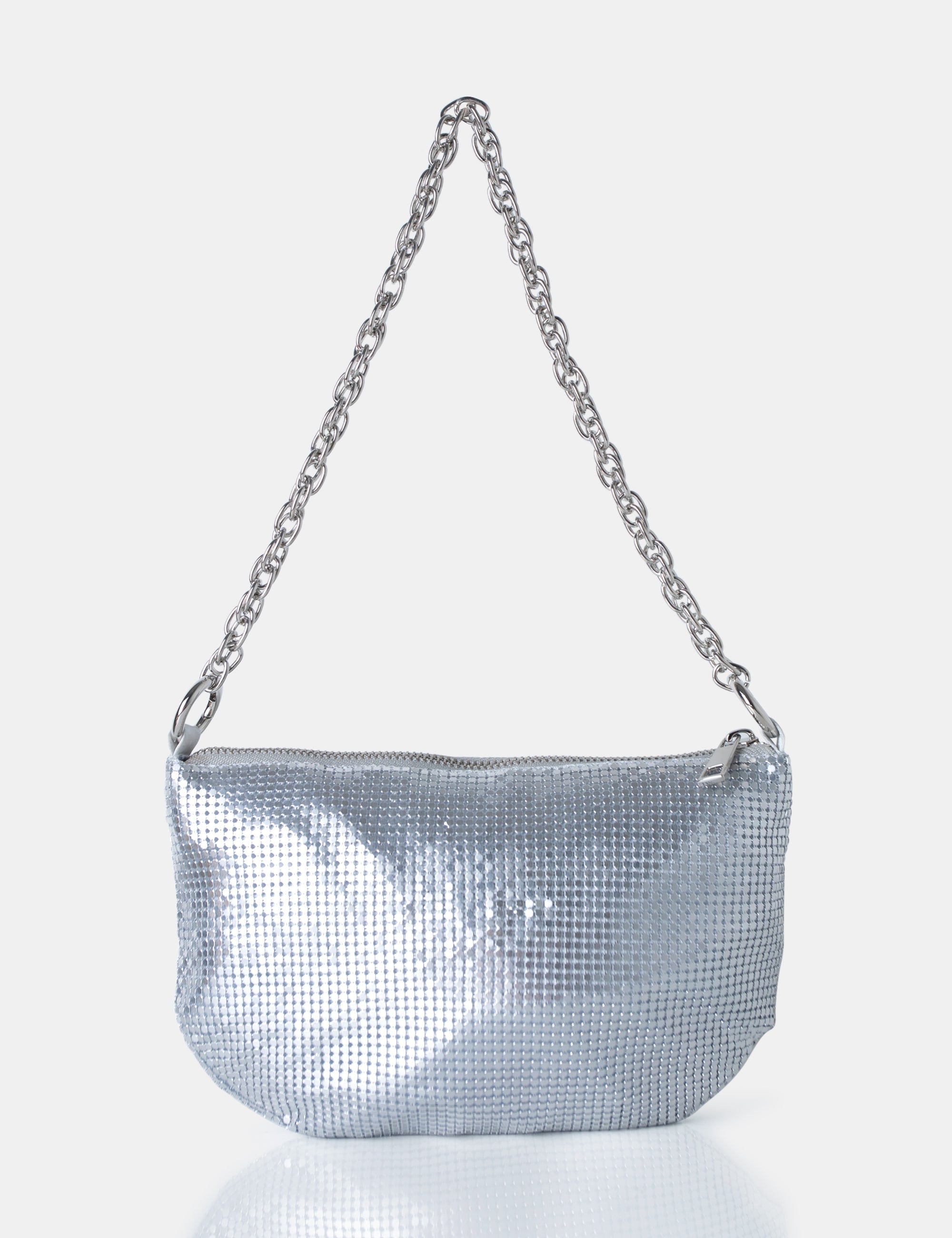 The Slouch Silver Diamante Chainmail Baguette Chain Detail Shoulder Bag product