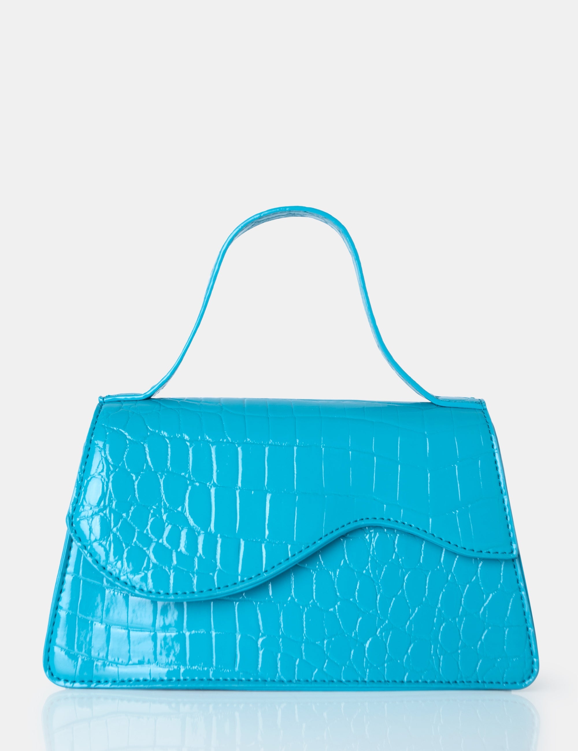 The Polly Blue Croc Top Handle Mini Bag product