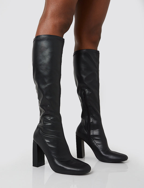 Regular Calf Leather Block Heel Pointed Knee High Boots | Jones Bootmaker |  M&S