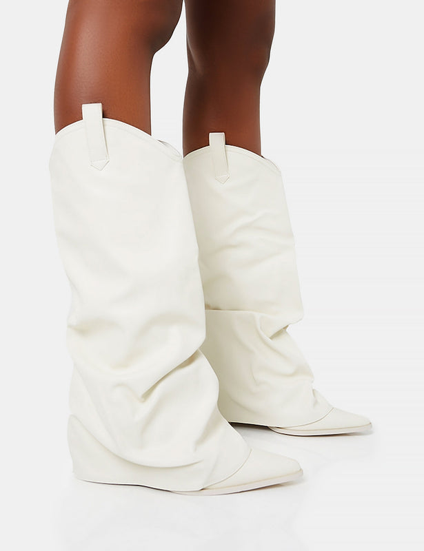 Women's Black Square Toe Flare Block Heel Knee High Boots - Size 8