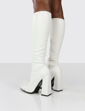 white pu boots