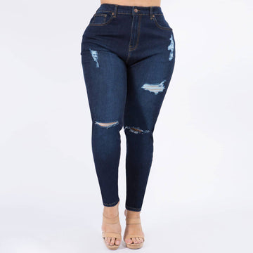 JENNY HIGH WAIST DISTRESSED SKINNY JEANS