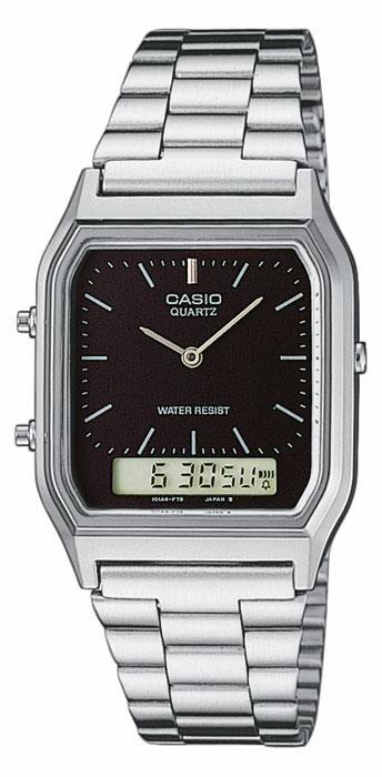 Casio Aq 230a 1d Mens Digital Watch Stainless Steel Analog Alarm Black Great Watches