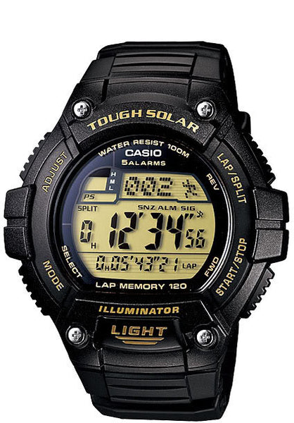 Casio W-S220-9AV SOLAR POWER World Time Lap Memory Watch 5 Alarms LED