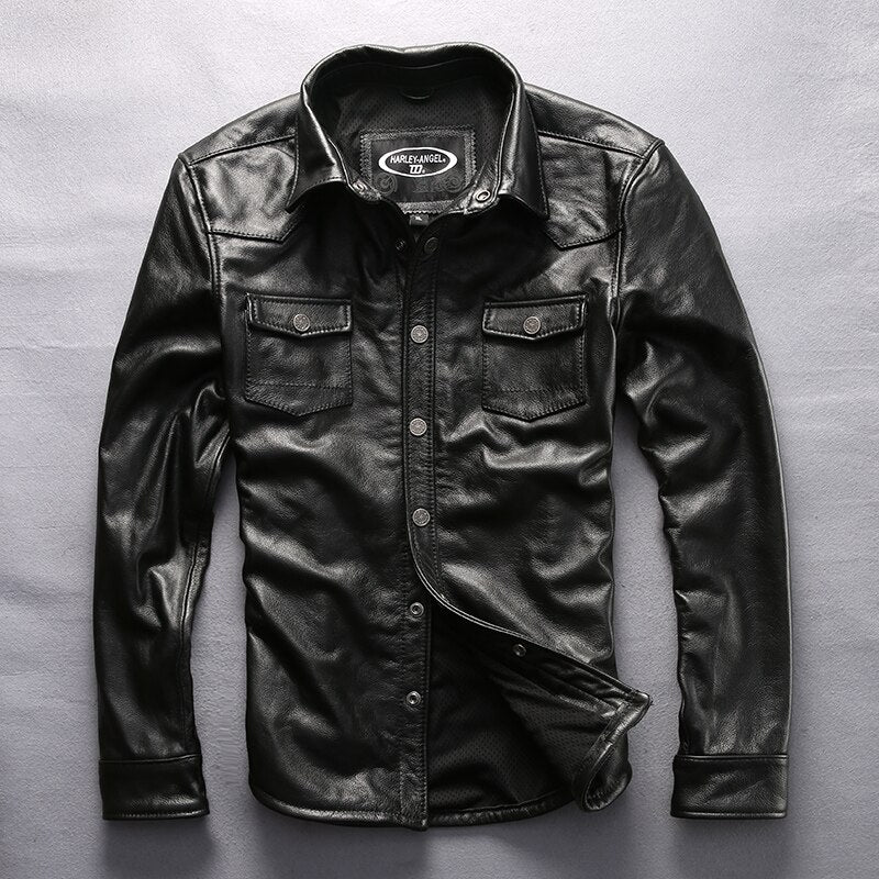Men S Cow Leather Outwear Mens Cowhide Genuine Leather Vintage
