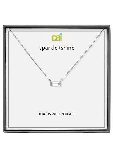 Square With Me Sparkle Sterling Silver Pendant Set, With Chain / Silver