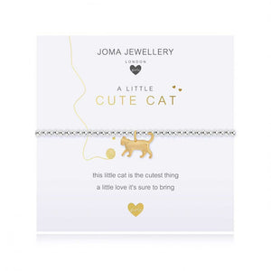 ***For Children***  Joma Jewellery Girls 'a little' Cute Cat bracelet with cute kitten charm, presented on a sentiment card which reads:  'this little cat is the cutest thing, a little love it's sure to bring'