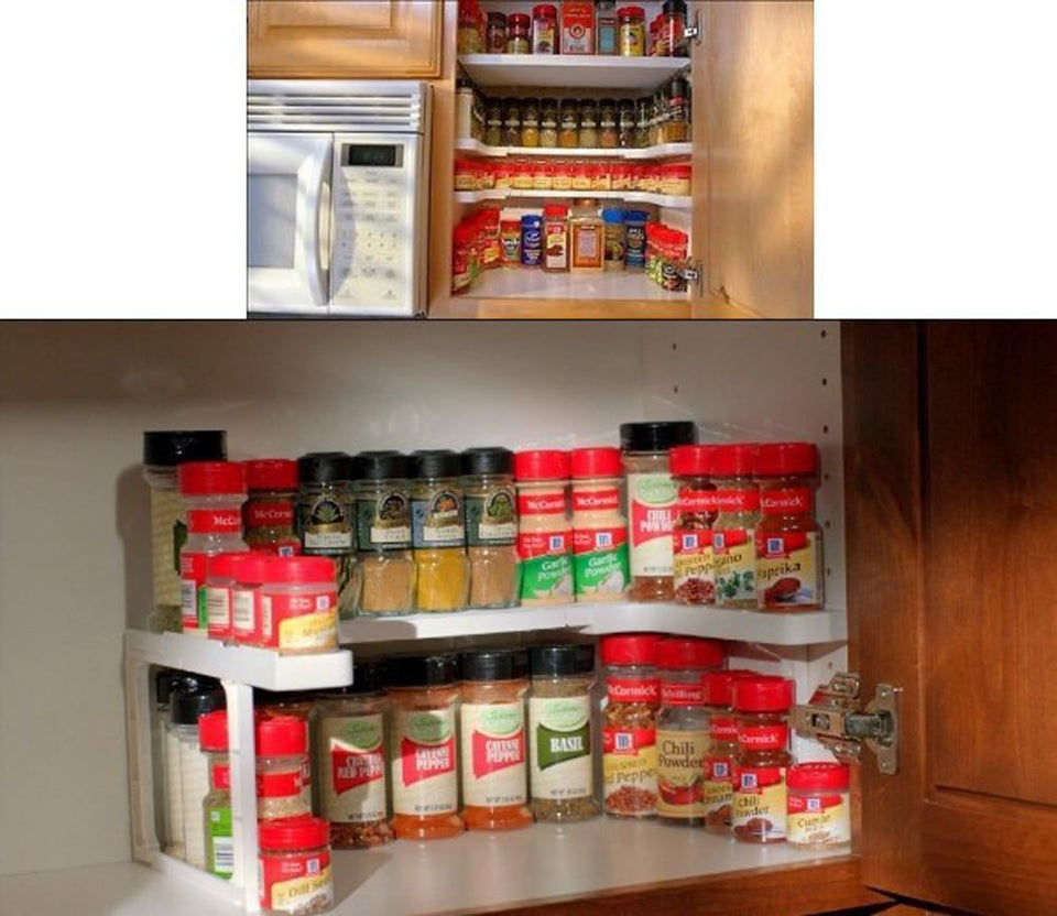 Adjustable Spice Rack 2 Layers Kitchen Cabinet Cupboard