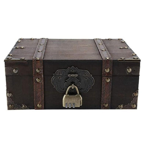 Coffre Pirate en Bois Foncé avec Cadenas