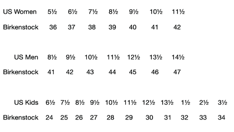 birkenstock sizes in us