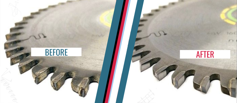 Tungsten & Tool Sharpening Express Service sawblades before and after