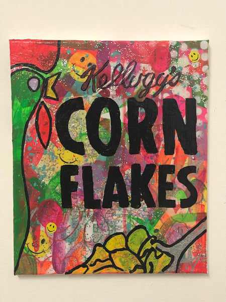 The most important meal of the day by Barrie J Davies 2019, Mixed media on Canvas, 25cm x 30cm, Unframed.