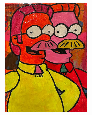 Ding Dong Diddly Do Painting by Barrie J Davies 2023, Mixed media on Canvas, 30cm x 42cm, Unframed and ready to hang.