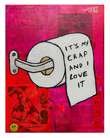 Its My Crap Painting by Barrie J Davies 2024, Mixed media on Canvas, 30 cm x 40 cm, Unframed and ready to hang.