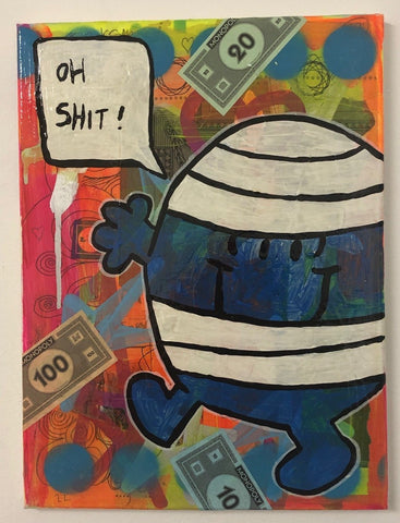 Oh Shit! by Barrie J Davies 2020, mixed media on canvas, unframed, 30cm x 40cm