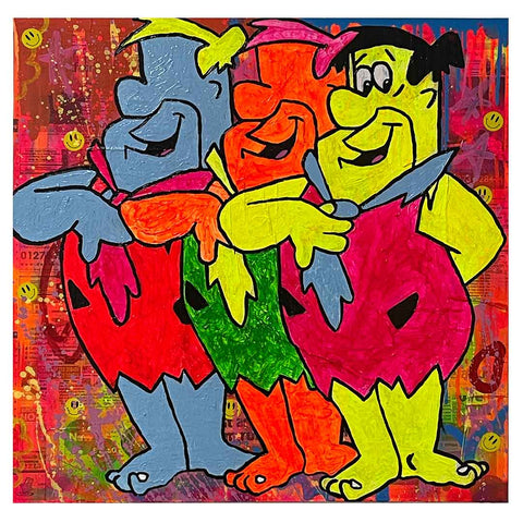 Right Said Fred Painting by Barrie J Davies 2023, Mixed media on Canvas, 65cm x 65cm, Unframed and ready to hang.