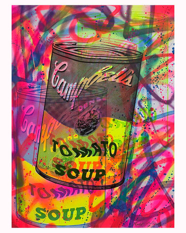 Soup And A Roll Print by Barrie J Davies 2023, Unframed Silkscreen print on paper (hand finished), edition of 1/1 A2 size 42cm x 59cm.