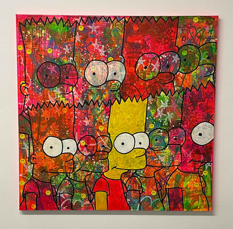 Bartism Painting by Barrie J Davies 2022, Mixed media on Canvas, 100cm x 100cm, Unframed.